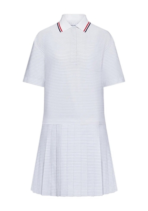 Thom Browne 4-bar pleated polo mini dress - White