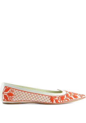 Giambattista Valli embroidered pointed ballet flats - White