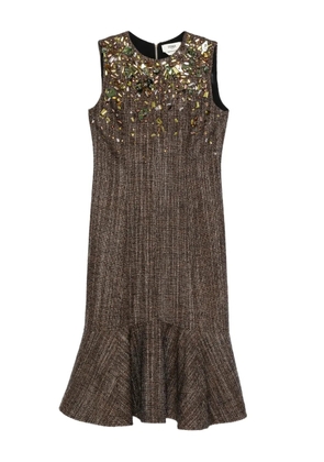 FENDI embellished ruffled dress - Brown