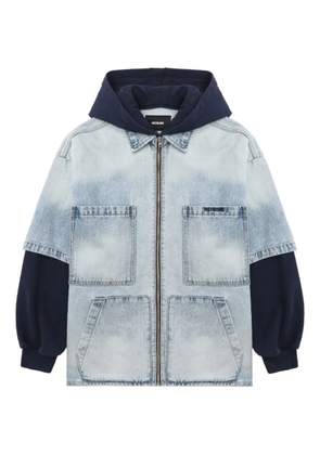 We11done zip-up hooded denim jacket - Blue