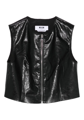MSGM zip-front sleeveless top - Black