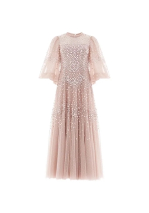 Needle & Thread scallop sequin crew-neck midi dress - Pink