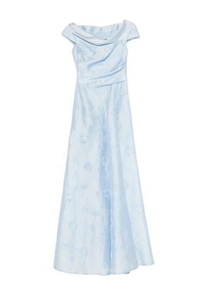 Talbot Runhof cowl-neck floral-pattern dress - Blue