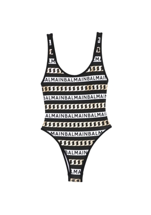 Balmain logo-print swimsuit - Black