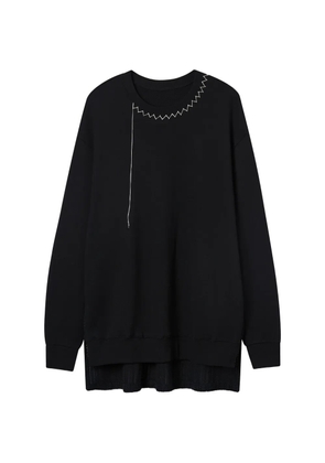 Y's zigzag-topstitch sweatshirt - Black