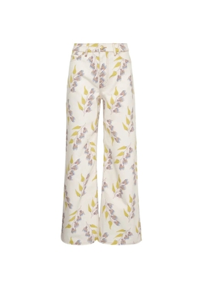 Ulla Johnson Willow wide-leg floral-print jeans - Neutrals