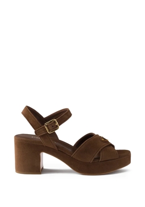 Prada criss-cross platform sandals - Brown