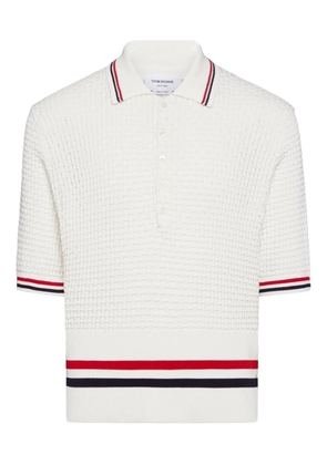 Thom Browne stripe polo shirt - White