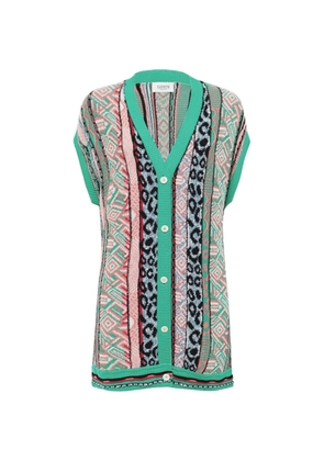 Laneus patterned V-neck cardigan - Green