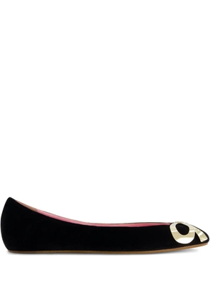 Giambattista Valli velvet bow-detail ballet flats - Black