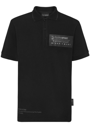 Plein Sport logo-print piqué polo shirt - Black