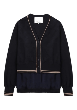3.1 Phillip Lim chiffon-hem V-neck wool cardigan - Blue