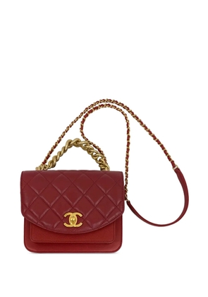 CHANEL Pre-Owned 2019 Mini Quilted Calfskin and Caviar Chain Handle Flap satchel - Red