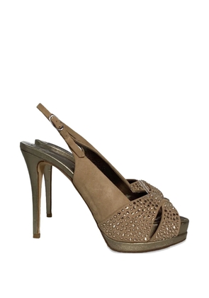 Giuseppe Zanotti Vintage crystal-embellished slingback pumps - Brown