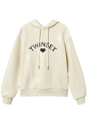 TWINSET logo-embellished hoodie - Neutrals