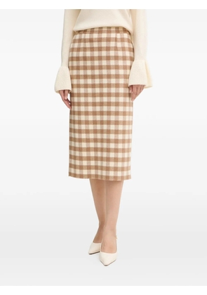 LUISA SPAGNOLI Fanalino checked midi pencil skirt - Neutrals
