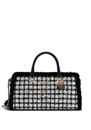 GUESS USA logo-plaque houndstooth tote bag - White