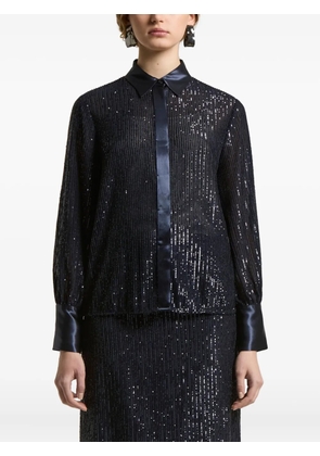 Peserico sequin-embellished satin-trimmed shirt - Blue