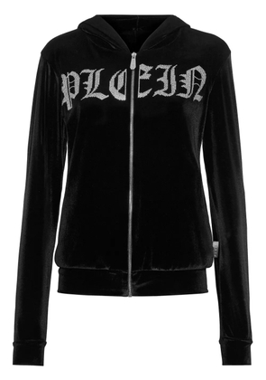 Philipp Plein logo-embellished zip-up hoodie - Black