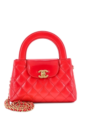 CHANEL Pre-Owned Kelly Top Handle Shopping Bag Quilted Shiny Aged Calfskin Mini satchel - Red