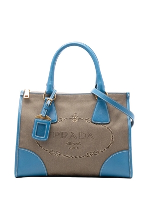 Prada Pre-Owned 2010-2025 Saffiano Trimmed Canvas Canapa Logo Double Zip satchel - Brown