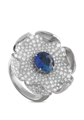 LB Exclusive diamond sapphire flower ring - Silver