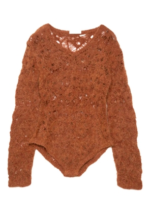 Muller Of Yoshiokubo lace-insert knitted bodysuit - Brown