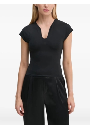 By Malene Birger Venazia V-neck logo top - Black
