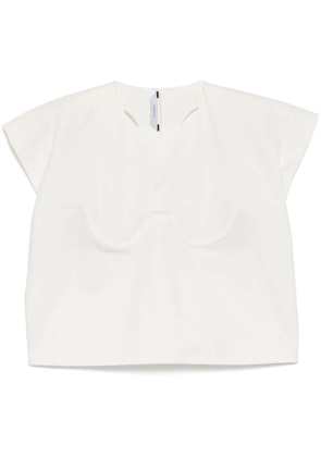 pushBUTTON bra point sleeveless top - White