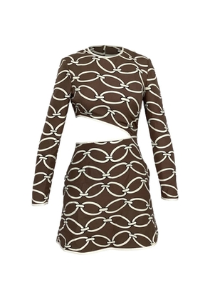 Valentino Garavani Pre-Owned chain-printed cut-out mini dress - Brown