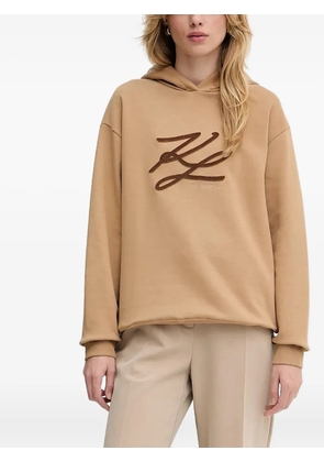 Karl Lagerfeld logo-embroidered hoodie - Neutrals