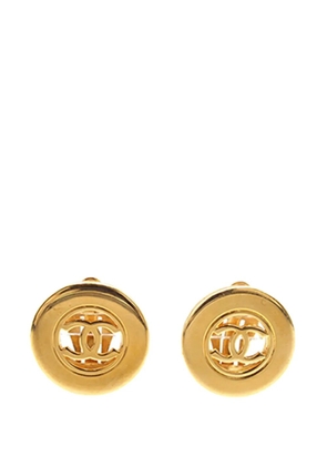 CHANEL Pre-Owned 1997 CC Gold Plated Round Clip on Earrings costume earrings