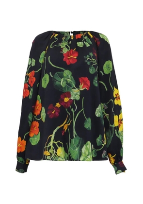 Oscar de la Renta Pre-Owned nasturtium-print long-sleeves blouse - Black