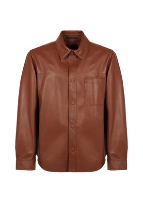 slowear button front leather shirt - Brown