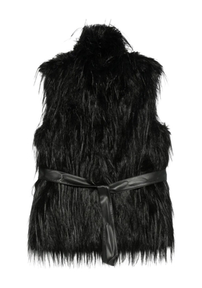 PINKO faux-fur belted gilet - Black