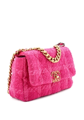CHANEL Pre-Owned 19 Flap Bag Quilted Tweed Medium crossbody bag - Pink