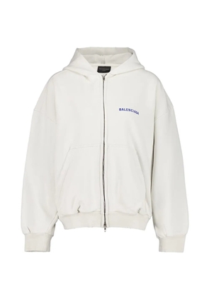 Balenciaga logo-embroidered zip-up hoodie - White