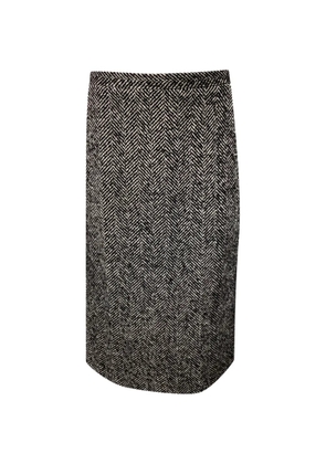 Nº21 herringbone-pattern slit-detail skirt - Black
