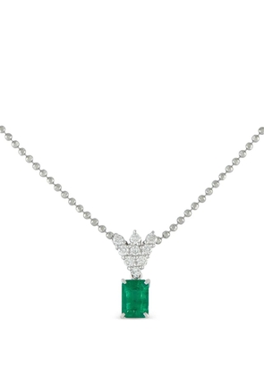 LB Exclusive platinum Emerald pendant necklace - Silver
