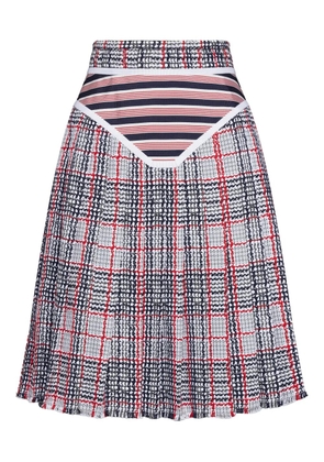 Thom Browne striped frayed midi skirt - White