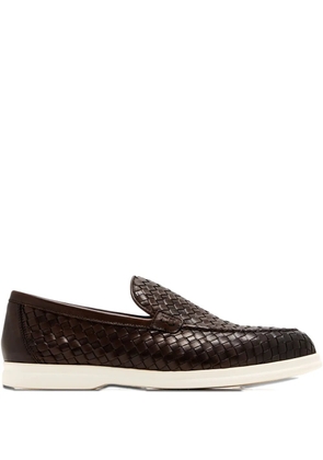 Doucal's woven leather loafers - Brown