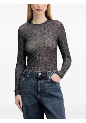 HUGO monogram-print long-sleeve T-shirt - Black