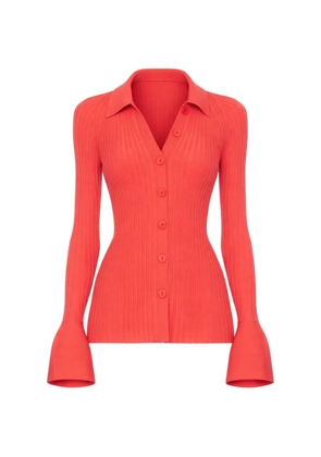 Alexis Olena bell-sleeve ribbed shirt - Red
