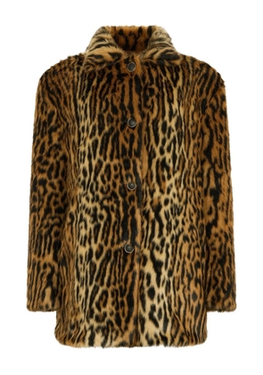 Roberto Cavalli leopard-print button coat - Brown