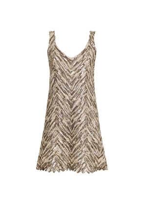 Brunello Cucinelli chevron embelished mini dress - Neutrals