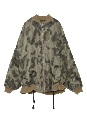 Yoshiokubo feather-print bomber jacket - Green