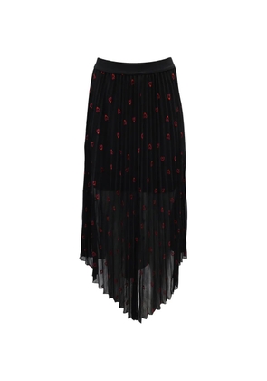 Maje pleated heart-print midi skirt - Black