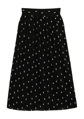 To b. by agnès b. floral-embroidered skirt - Black
