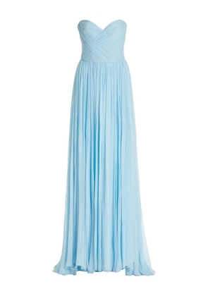 Monique Lhuillier draped strapless gown - Blue