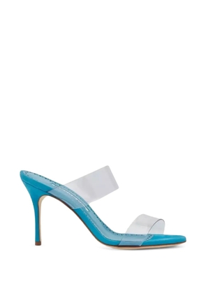 Manolo Blahnik Scolto transparent-strap suede slides - White